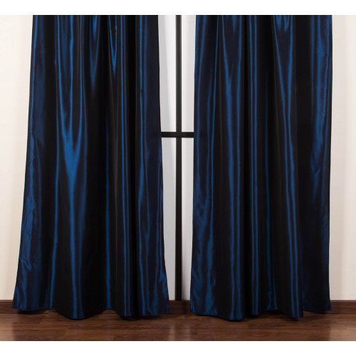 Rideaux composé de 2 feuilles 145x295cm en tissu Lorient413 (couleur bleu nuit)