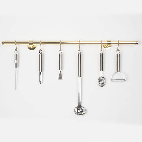 Kitchen Utensil Rack Ø 20mm in polished brass