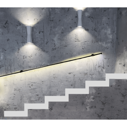 Corrimano in Acciaio Nero Ø 20mm con LED Cob colore Bianco Naturale