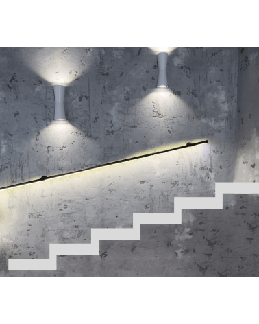 Corrimano in Acciaio Nero Ø 20mm con LED Cob colore Bianco Naturale