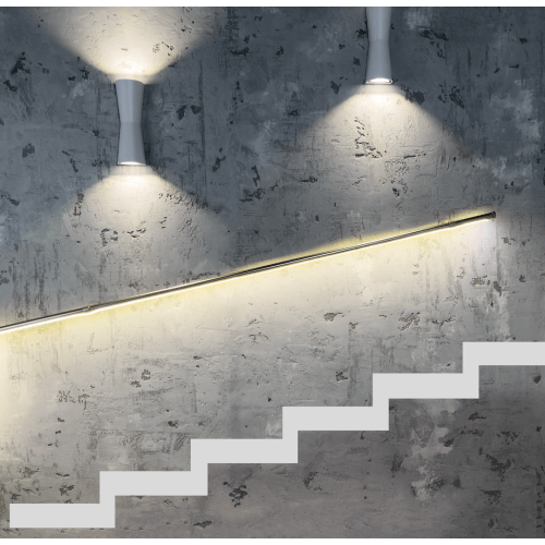 Corrimano in Acciaio Satinato Ø 20mm con Led Cob colore Bianco Naturale