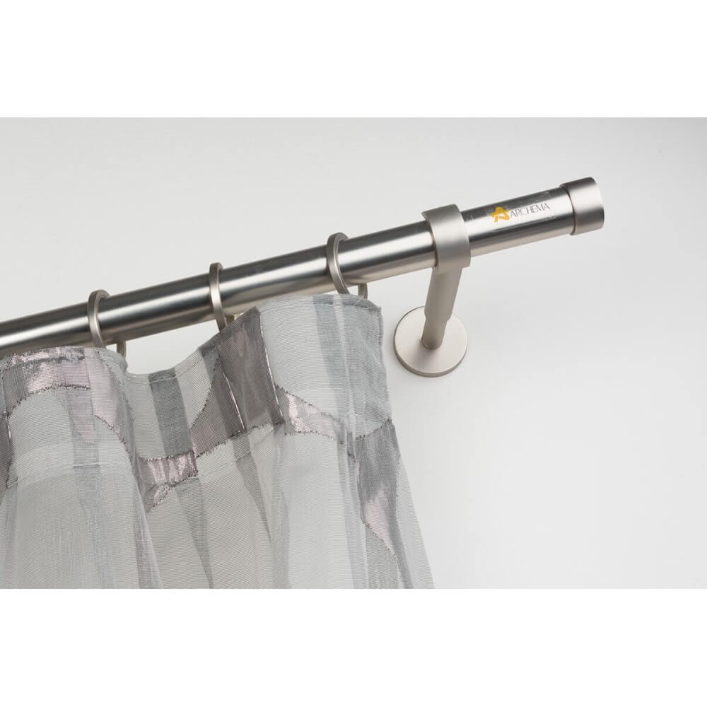 Curtain Pole in satin steel Ø 28mm with Wall Bracket