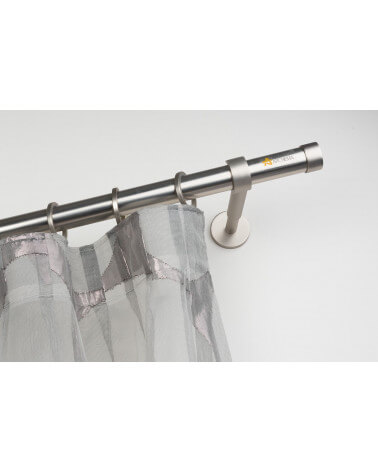 Curtain Pole in satin steel Ø 28mm with Wall Bracket