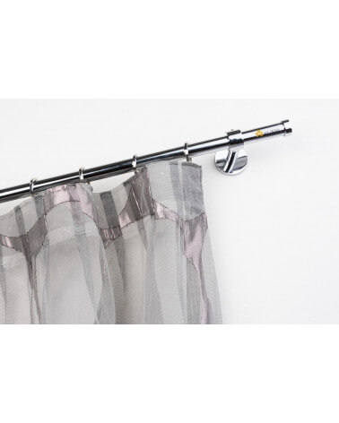 Curtain Pole in polished chrome steel Ø 20mm with Wall Bracket