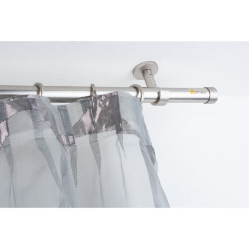 Curtain Pole in satin steel Ø 28mm with Ceiling Bracket