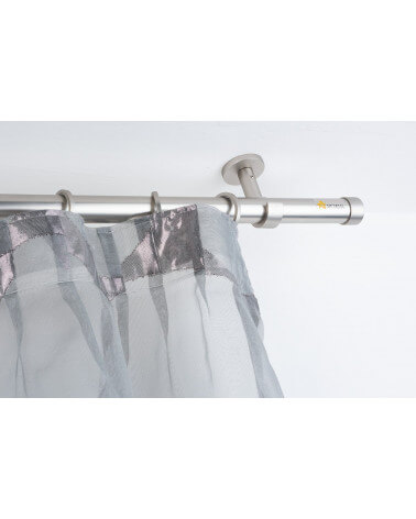 Curtain Pole in satin steel Ø 28mm with Ceiling Bracket