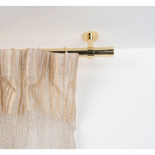 Curtain pole Ø 28mm in Polished Brass with Ceiling Bracket