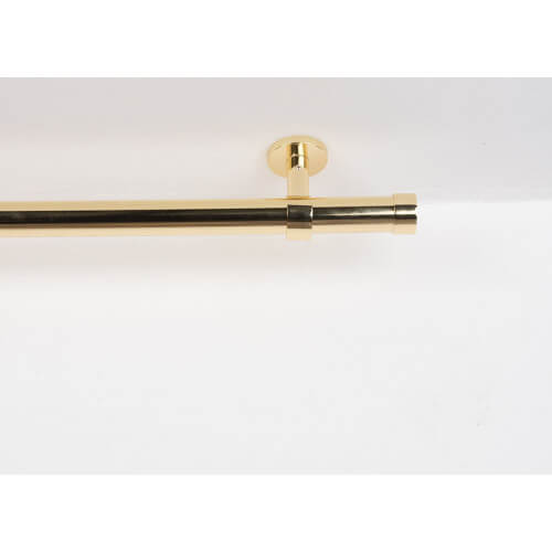 Curtain pole Ø 28mm in Polished Brass with Ceiling Bracket