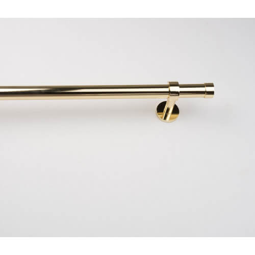 Curtain pole Ø 28mm in Polished Brass with Wall Bracket