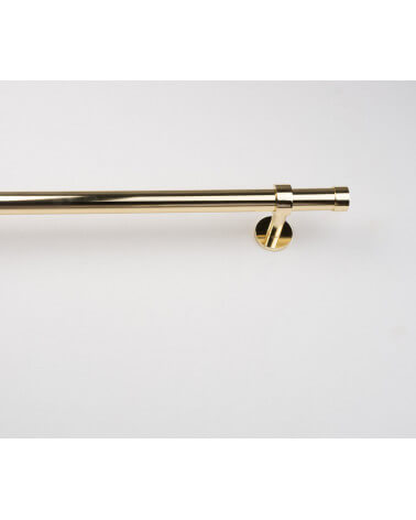 Curtain pole Ø 28mm in Polished Brass with Wall Bracket