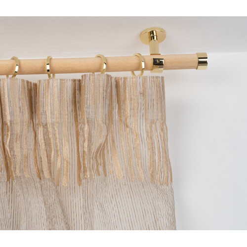 Curtain pole Ø 28mm in Wood with Ceiling Bracket