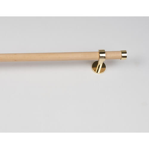 Curtain pole Ø 28mm in Wood with Wall Bracket